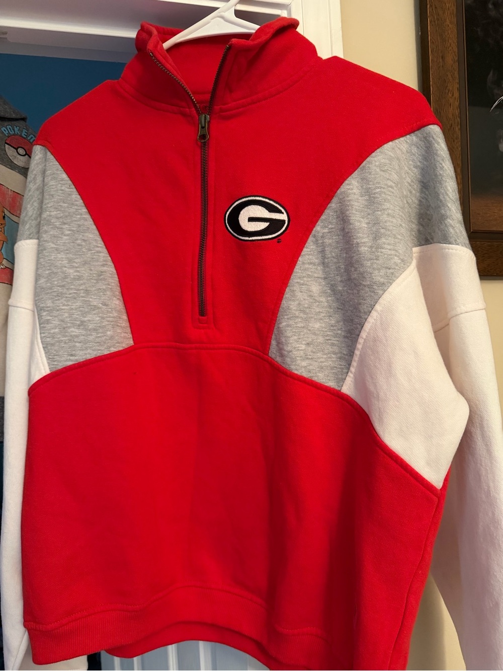 Pressbox Red, Gray & White Half-Zip Pullover Sweater